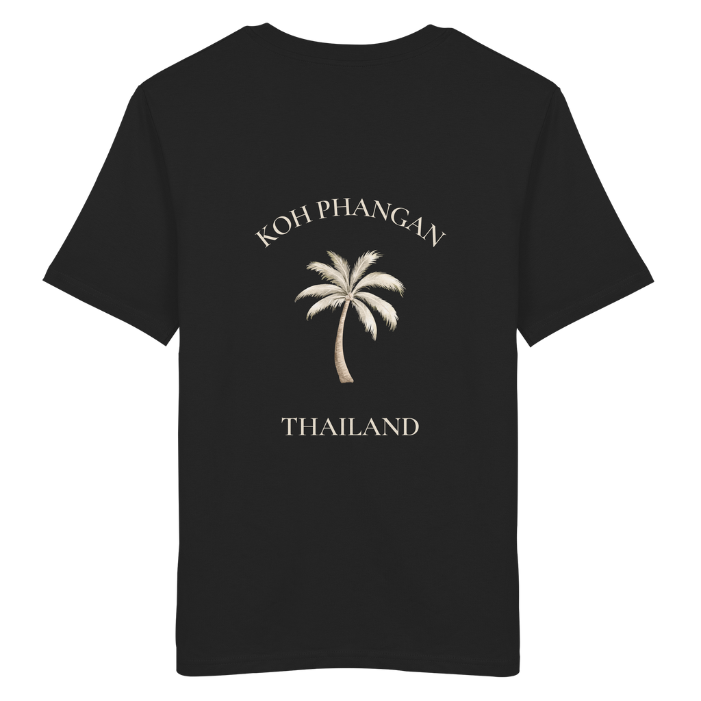 Koh Phangan Mini Palm – Bio T-Shirt – Backprint – Originalmockup in Black, Produktansicht 4