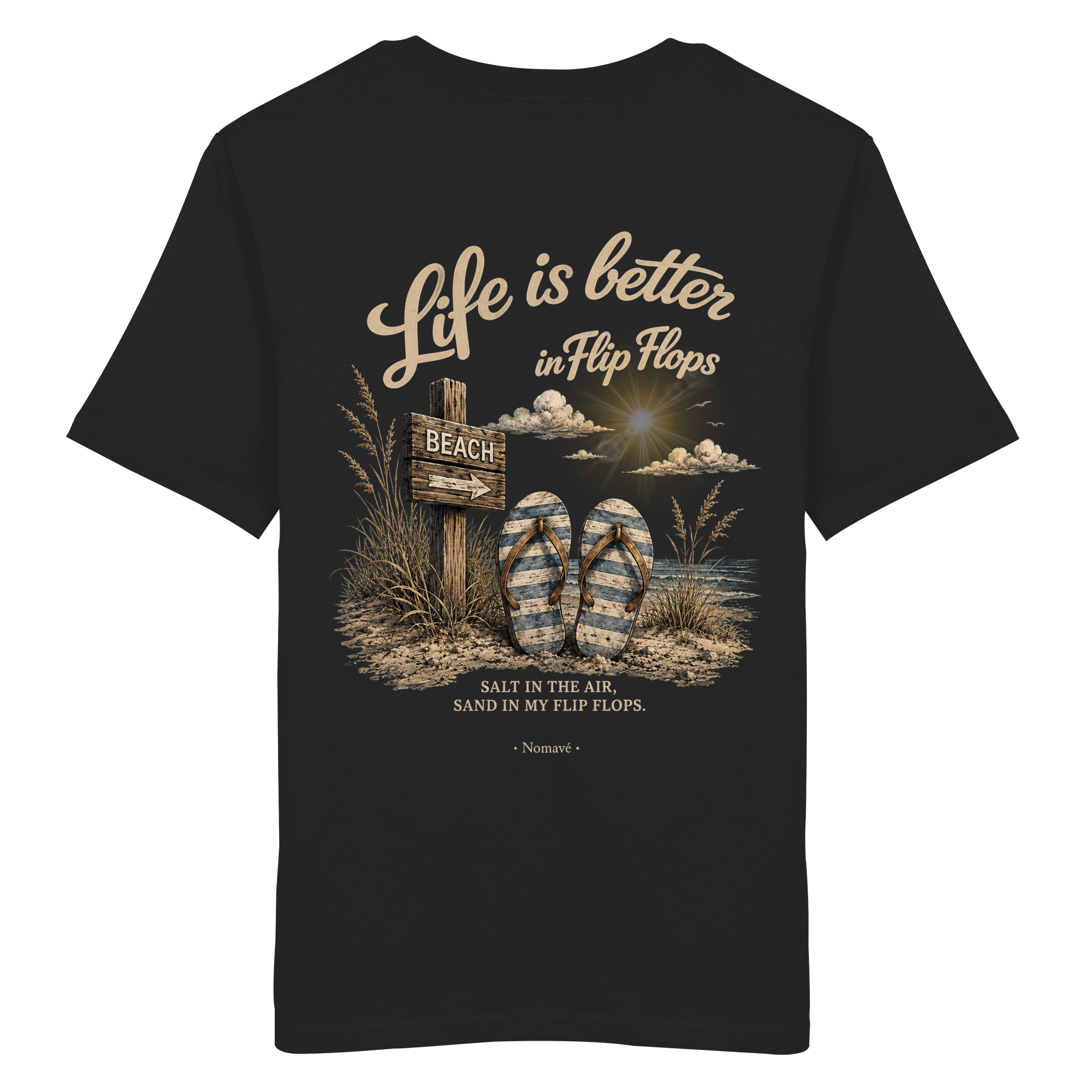Life-is-better-in-flip-flops-dark-edition-backprint - Organic Shirt