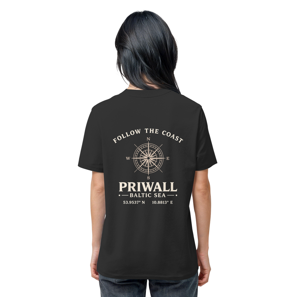 Priwall – Follow the Coast – Dark Edition – Bio T-Shirt – Backprint