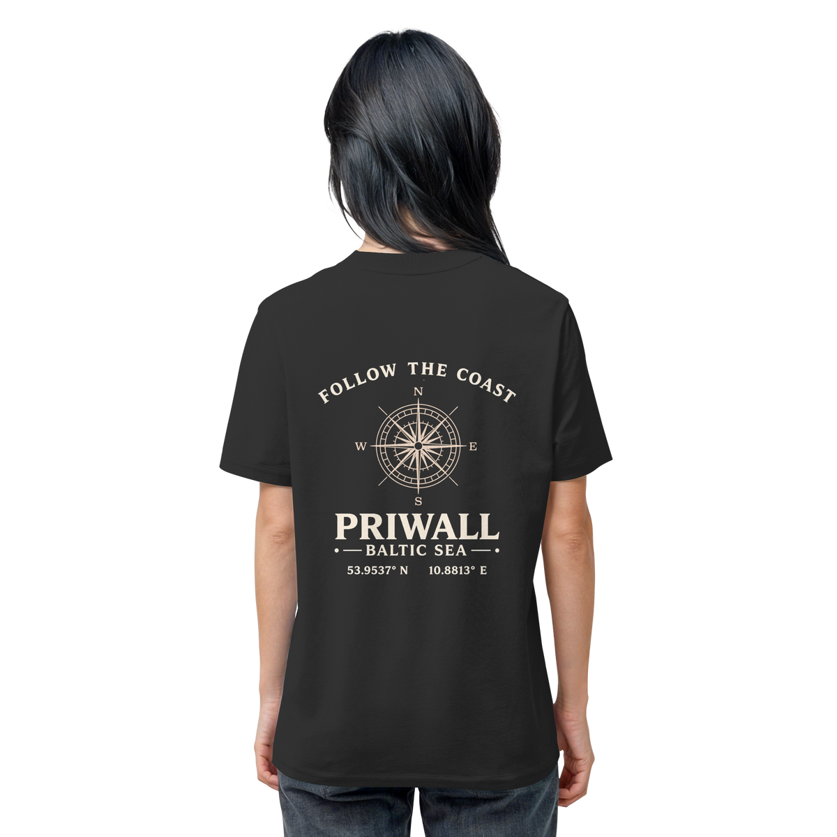 Priwall – Follow the Coast – Dark Edition – Bio T-Shirt – Backprint