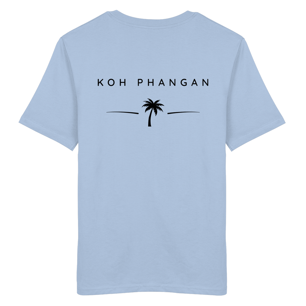 weitere Originalansicht des Bio T-Shirt in Blue Soul mit Koh-Phangan-Minimal-Backprint