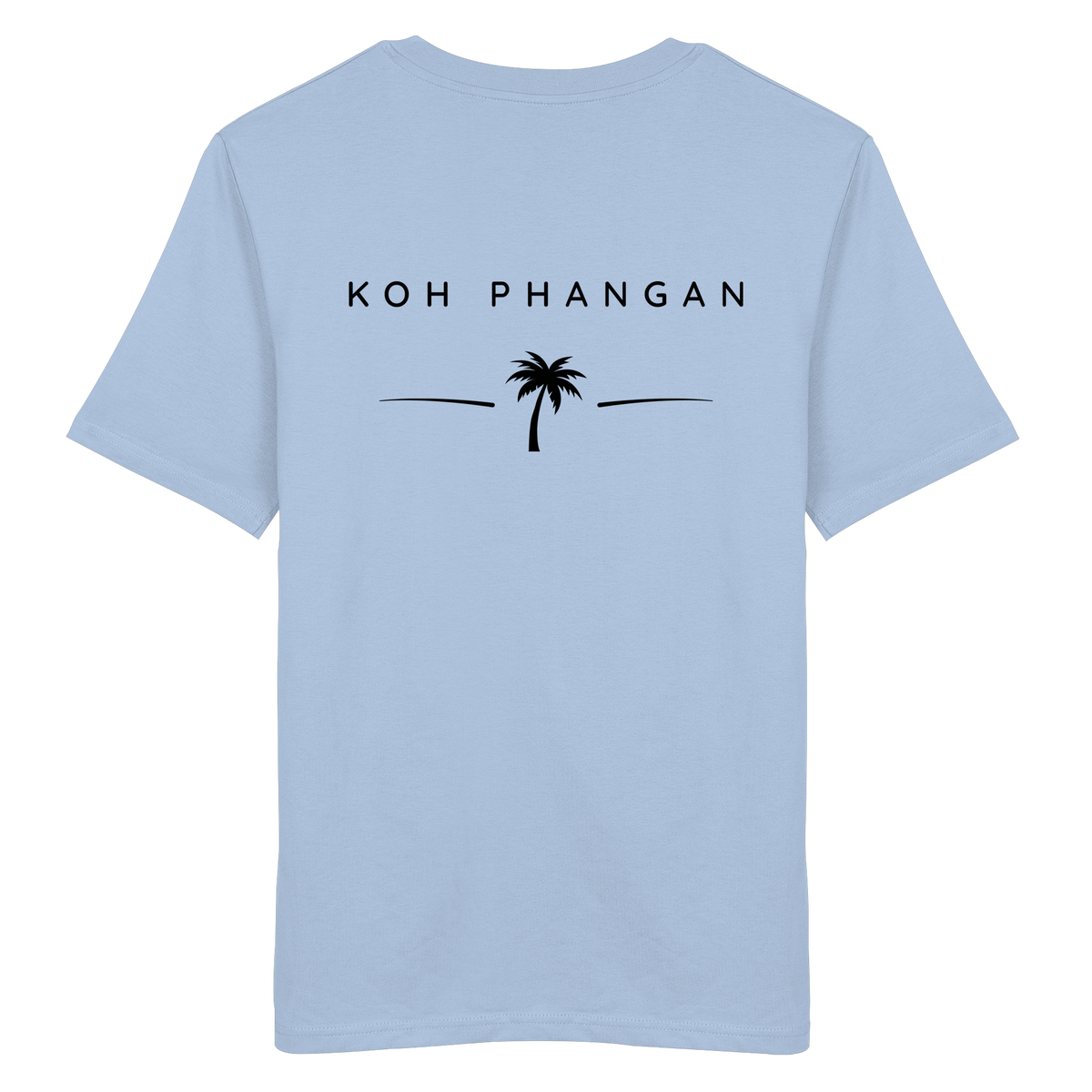 weitere Originalansicht des Bio T-Shirt in Blue Soul mit Koh-Phangan-Minimal-Backprint