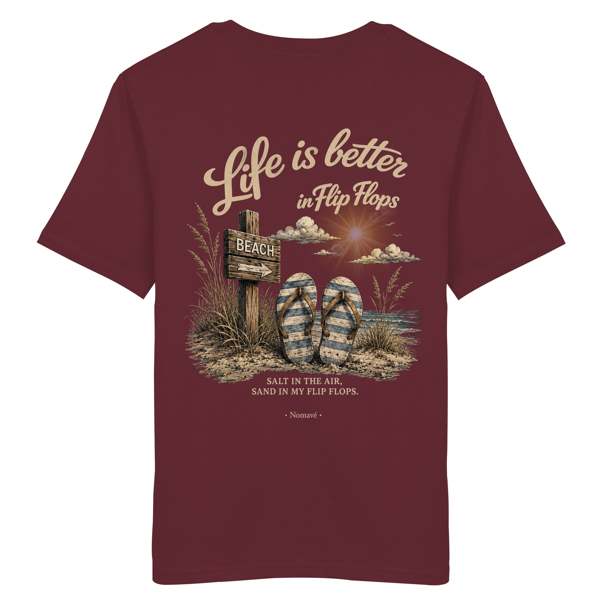 Life-is-better-in-flip-flops-dark-edition-backprint - Organic Shirt