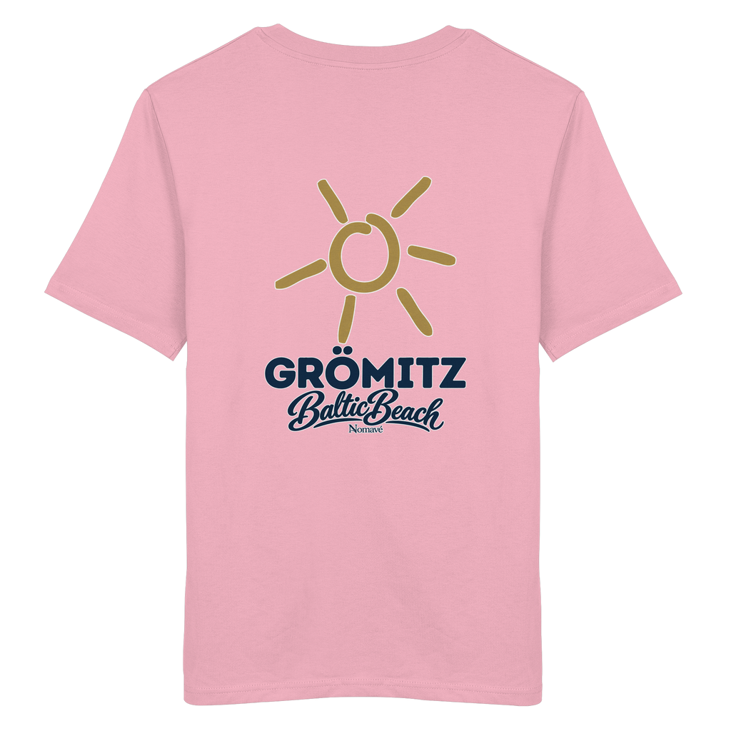 Grömitz Sonne Bio Unisex T-Shirt Baltic Beach mit Rückendruck in Cotton Pink – Shirtigo-Originalmockup 9