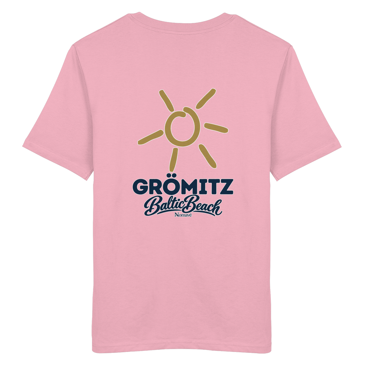 Grömitz Sonne Bio Unisex T-Shirt Baltic Beach mit Rückendruck in Cotton Pink – Shirtigo-Originalmockup 9