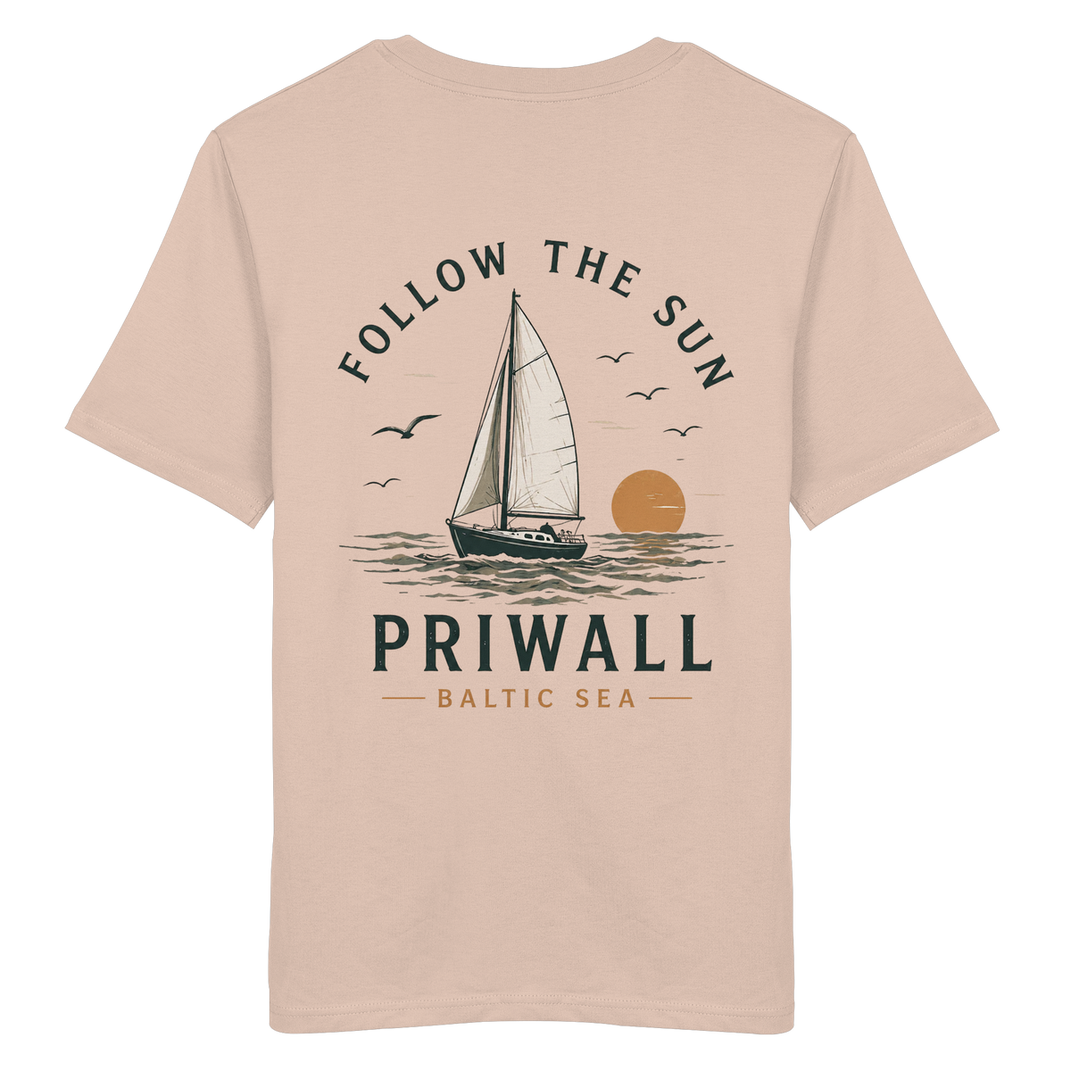Priwall - Follow The Sun - Backprint - Organic Bio Shirt
