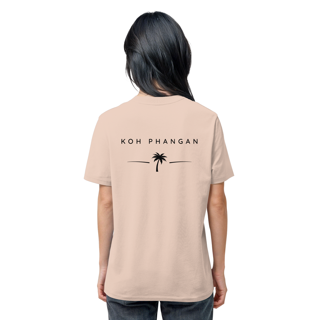 weitere Originalansicht des Bio T-Shirt in Fraiche Peche mit Koh-Phangan-Minimal-Backprint