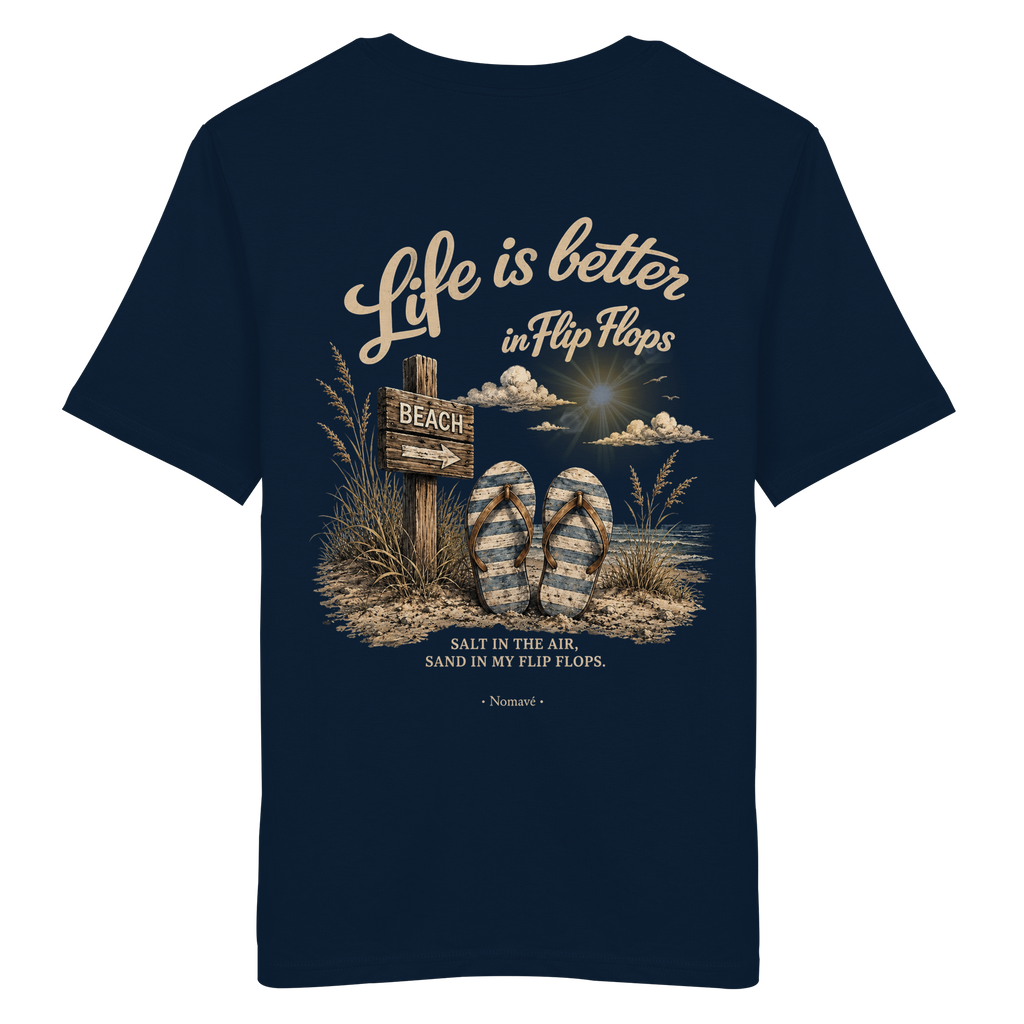 Life-is-better-in-flip-flops-dark-edition-backprint - Organic Shirt