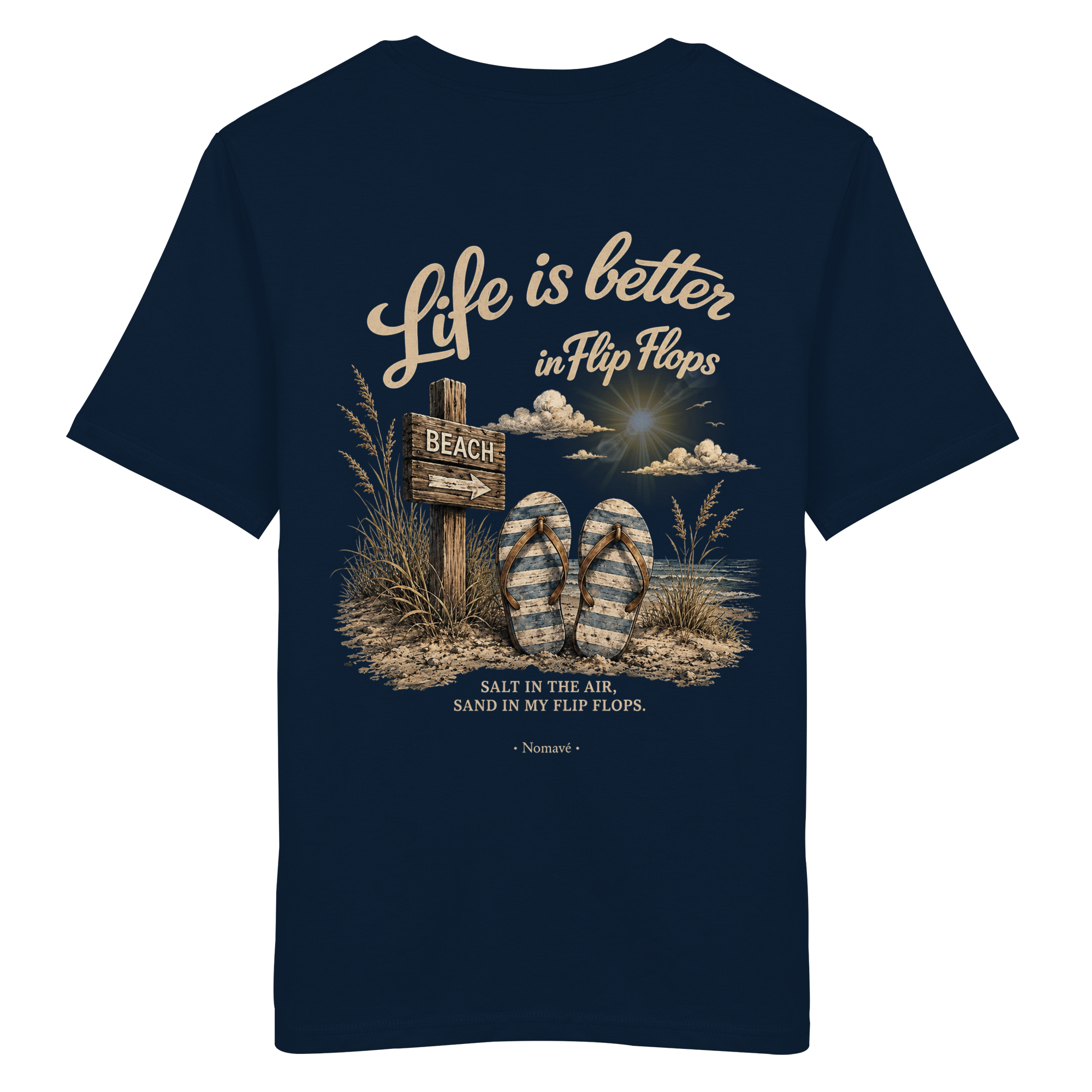 Life-is-better-in-flip-flops-dark-edition-backprint - Organic Shirt