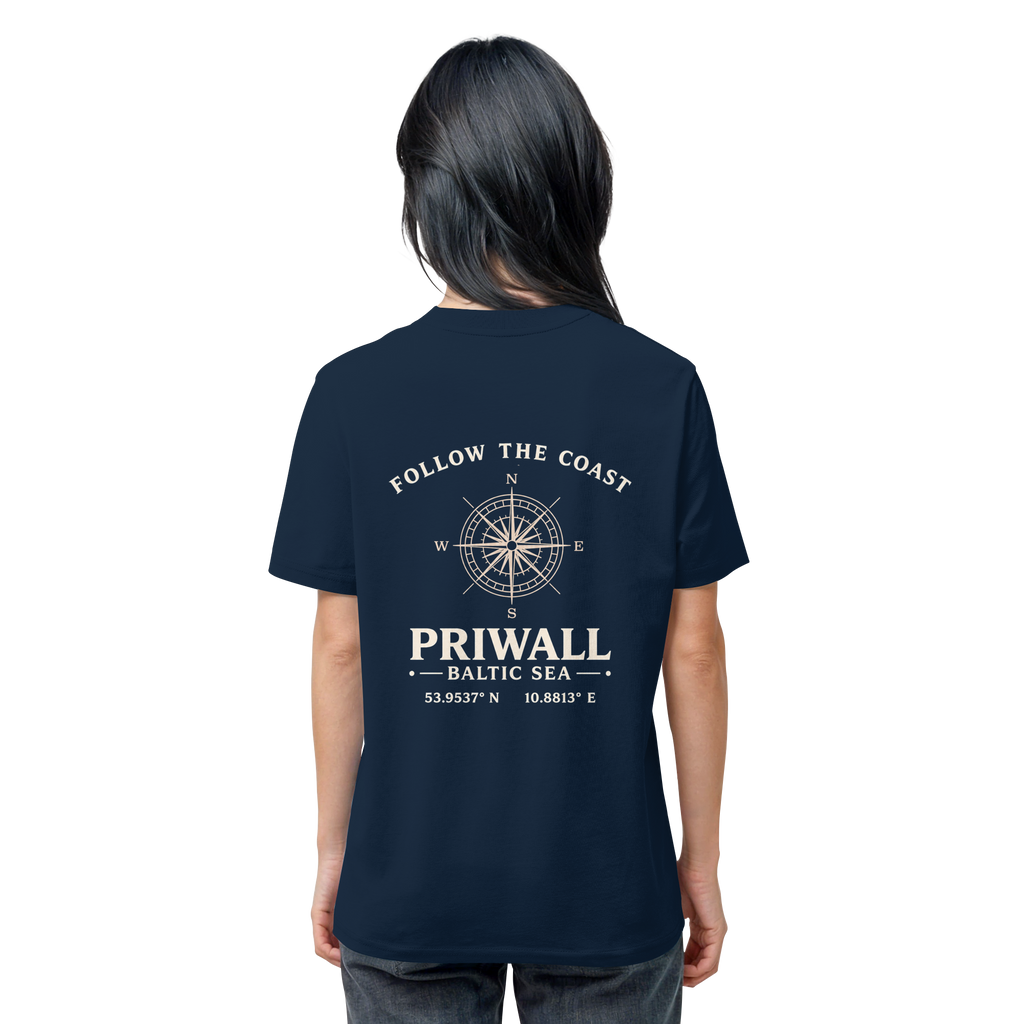 Priwall – Follow the Coast – Dark Edition – Bio T-Shirt – Backprint