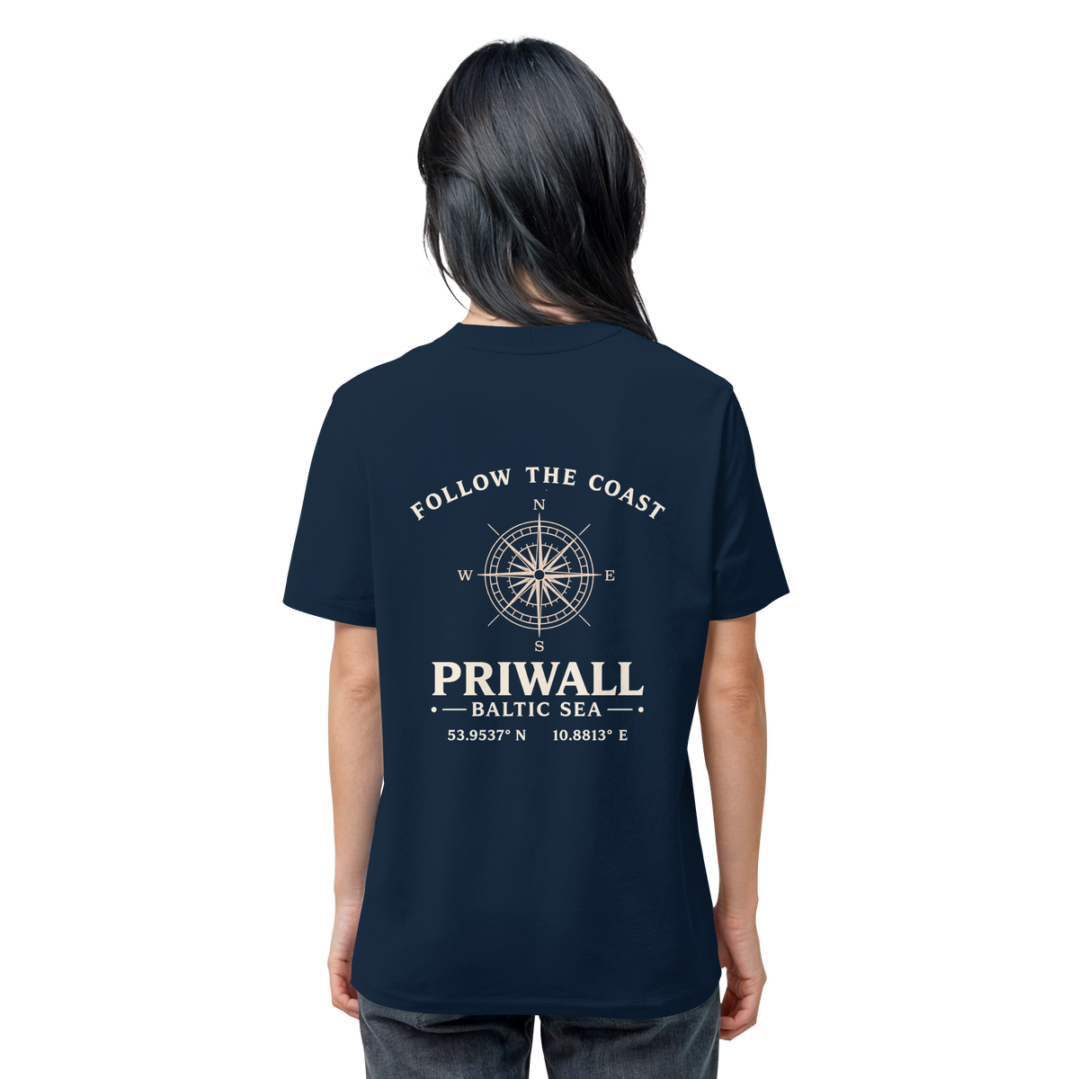 Priwall – Follow the Coast – Dark Edition – Bio T-Shirt – Backprint