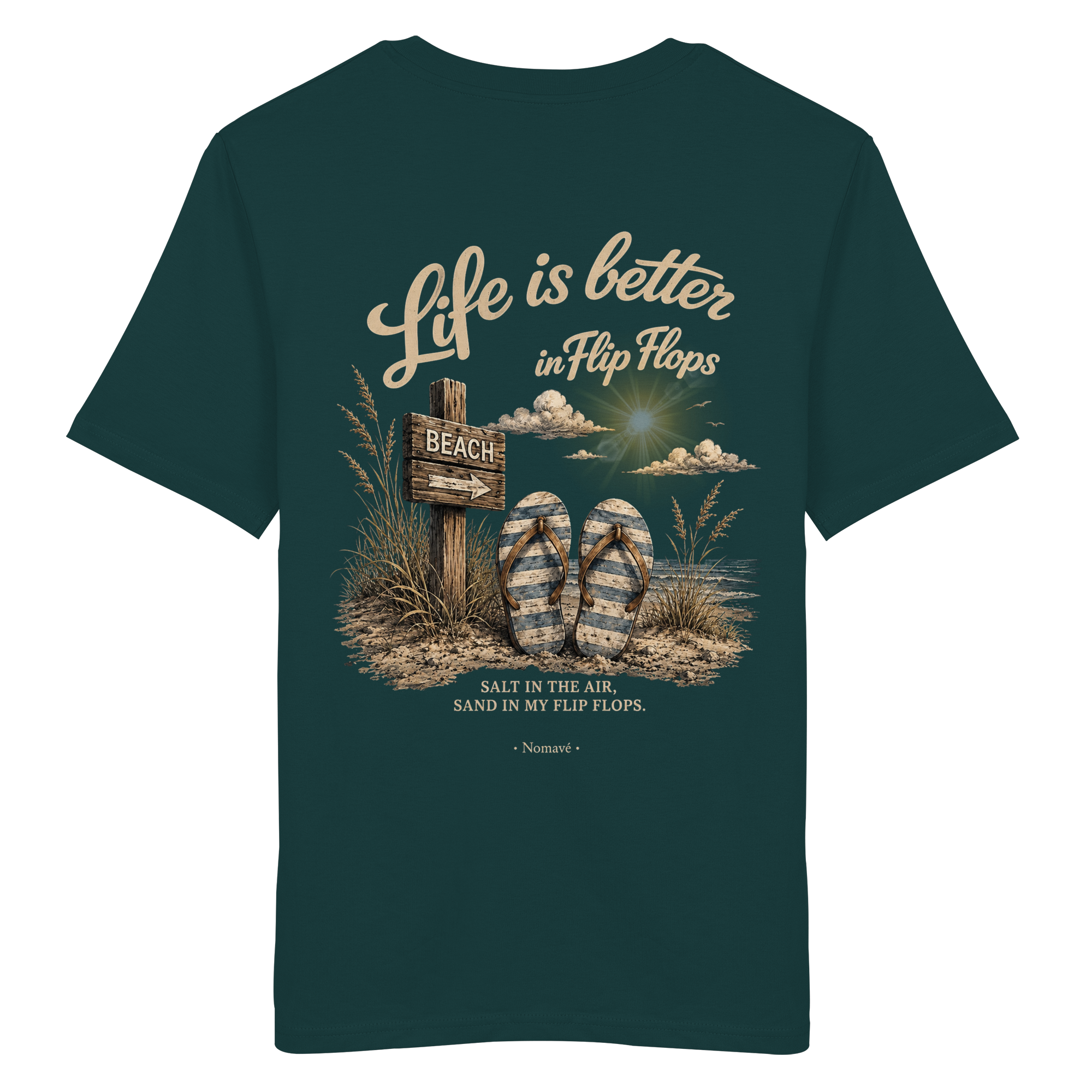 Life-is-better-in-flip-flops-dark-edition-backprint - Organic Shirt