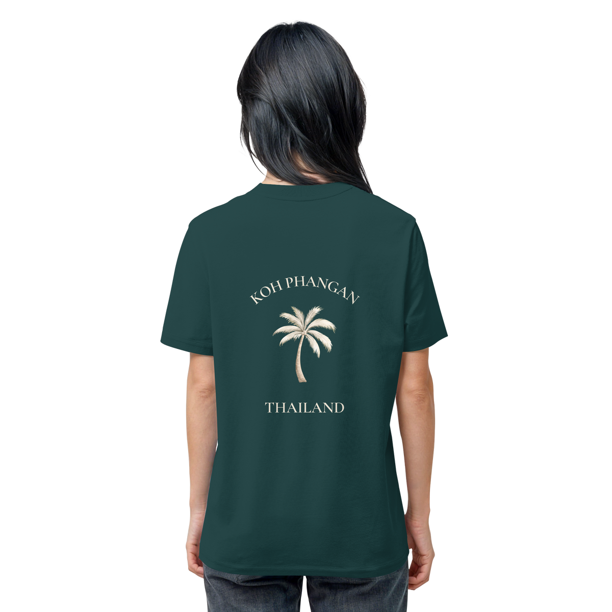 Koh Phangan Mini Palm – Bio T-Shirt – Backprint – Originalmockup in Glazed Green, Produktansicht 12