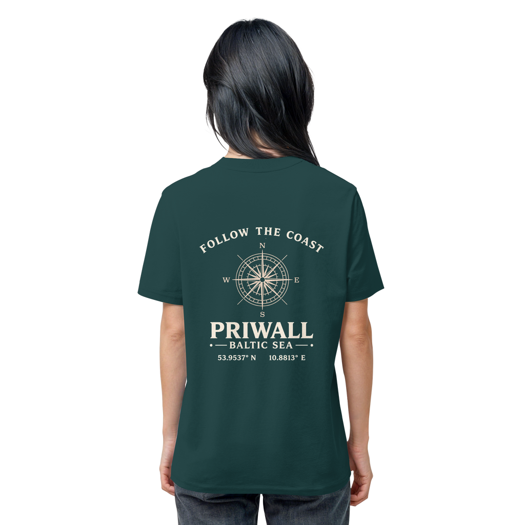 Priwall – Follow the Coast – Dark Edition – Bio T-Shirt – Backprint