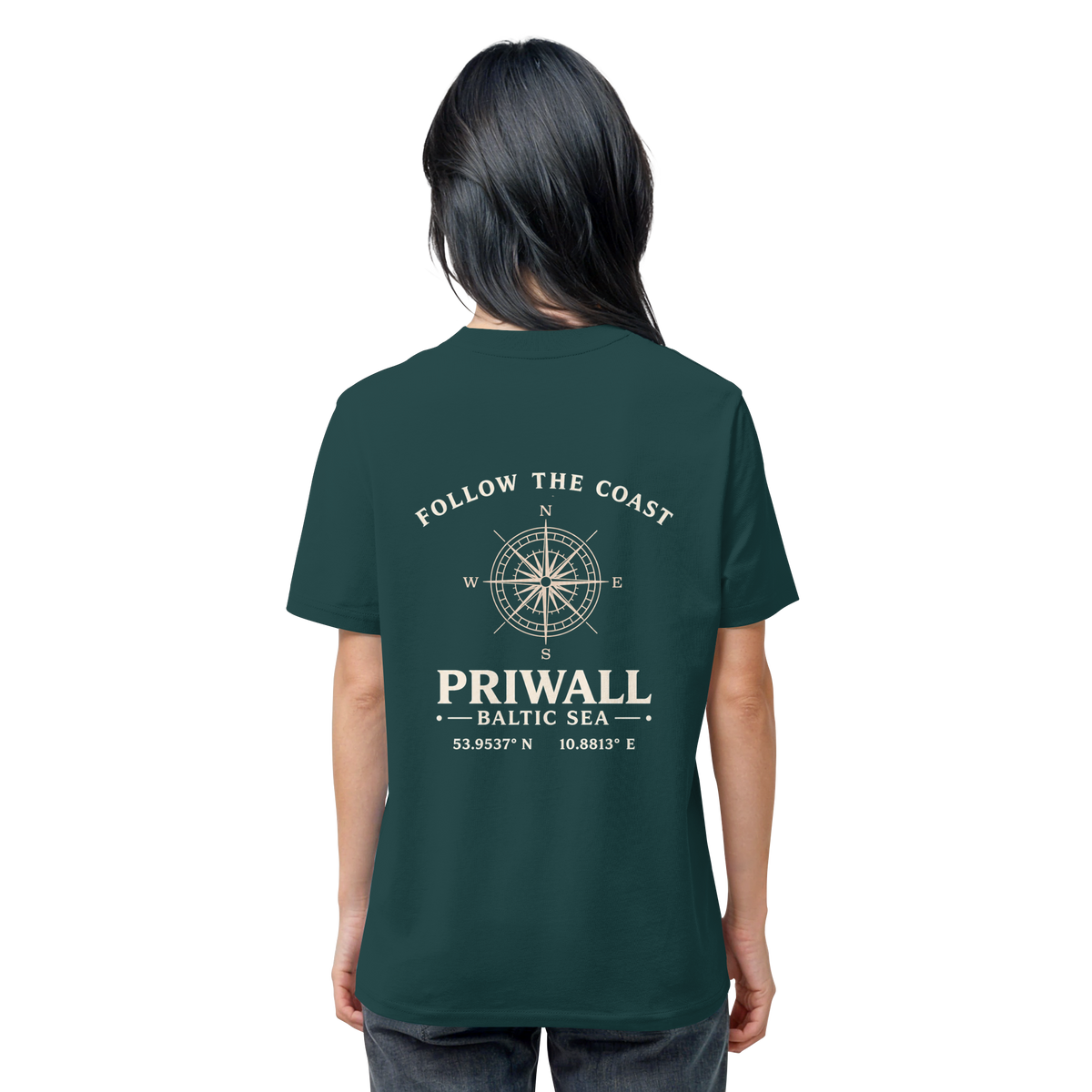 Priwall – Follow the Coast – Dark Edition – Bio T-Shirt – Backprint