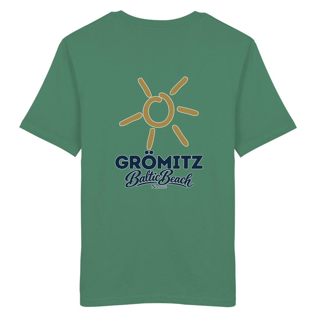 Grömitz Sonne Bio Unisex T-Shirt Baltic Beach mit Rückendruck in Green Bay – Shirtigo-Originalmockup 14