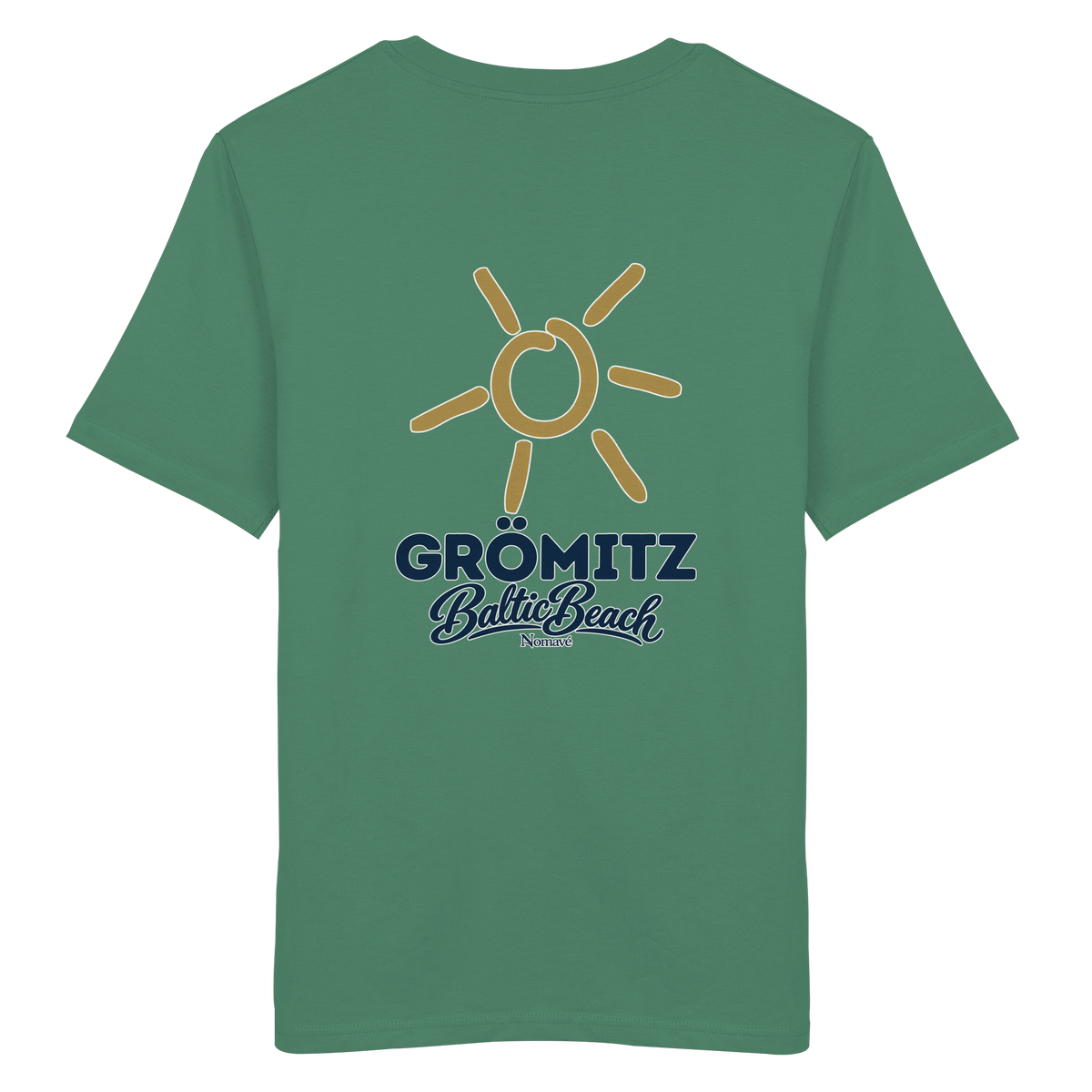 Grömitz Sonne Bio Unisex T-Shirt Baltic Beach mit Rückendruck in Green Bay – Shirtigo-Originalmockup 14