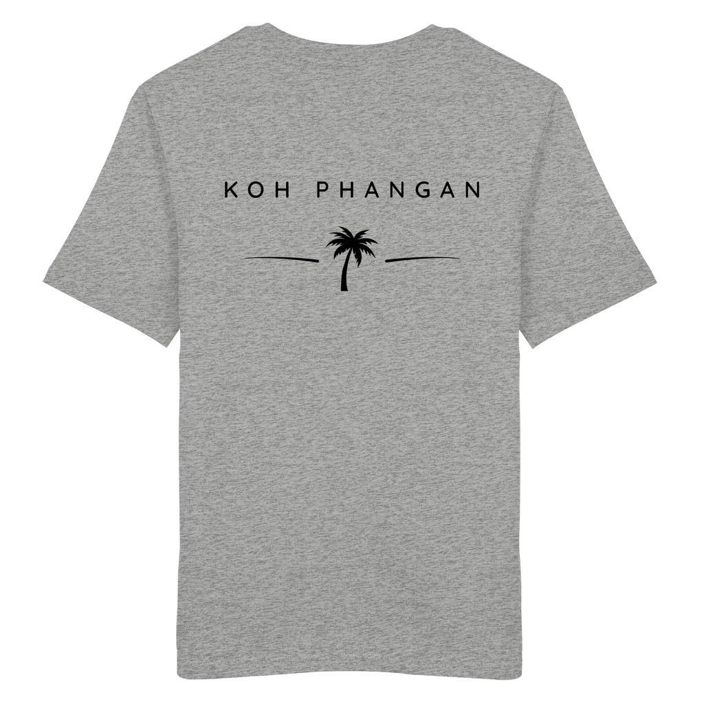 weitere Originalansicht des Bio T-Shirt in Heather Grey mit Koh-Phangan-Minimal-Backprint