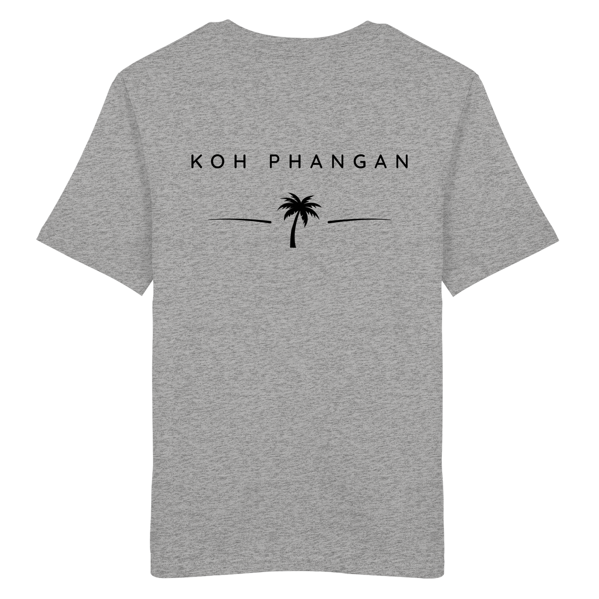 weitere Originalansicht des Bio T-Shirt in Heather Grey mit Koh-Phangan-Minimal-Backprint