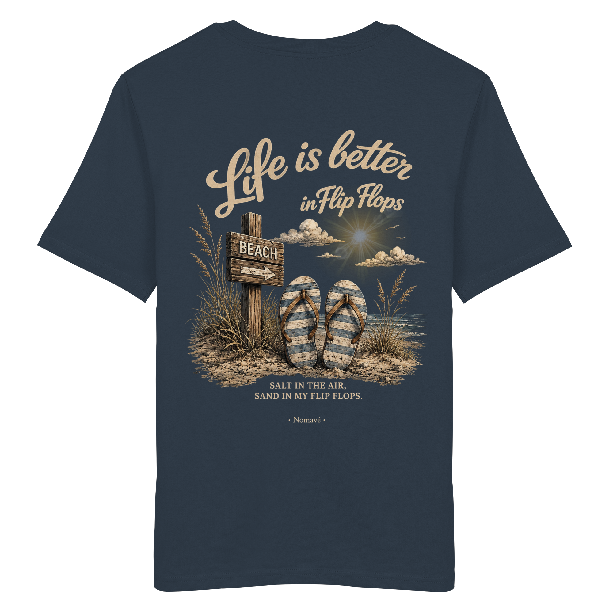 Life-is-better-in-flip-flops-dark-edition-backprint - Organic Shirt