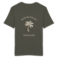 Koh Phangan Mini Palm – Bio T-Shirt – Backprint – Originalmockup in Khaki, Produktansicht 1