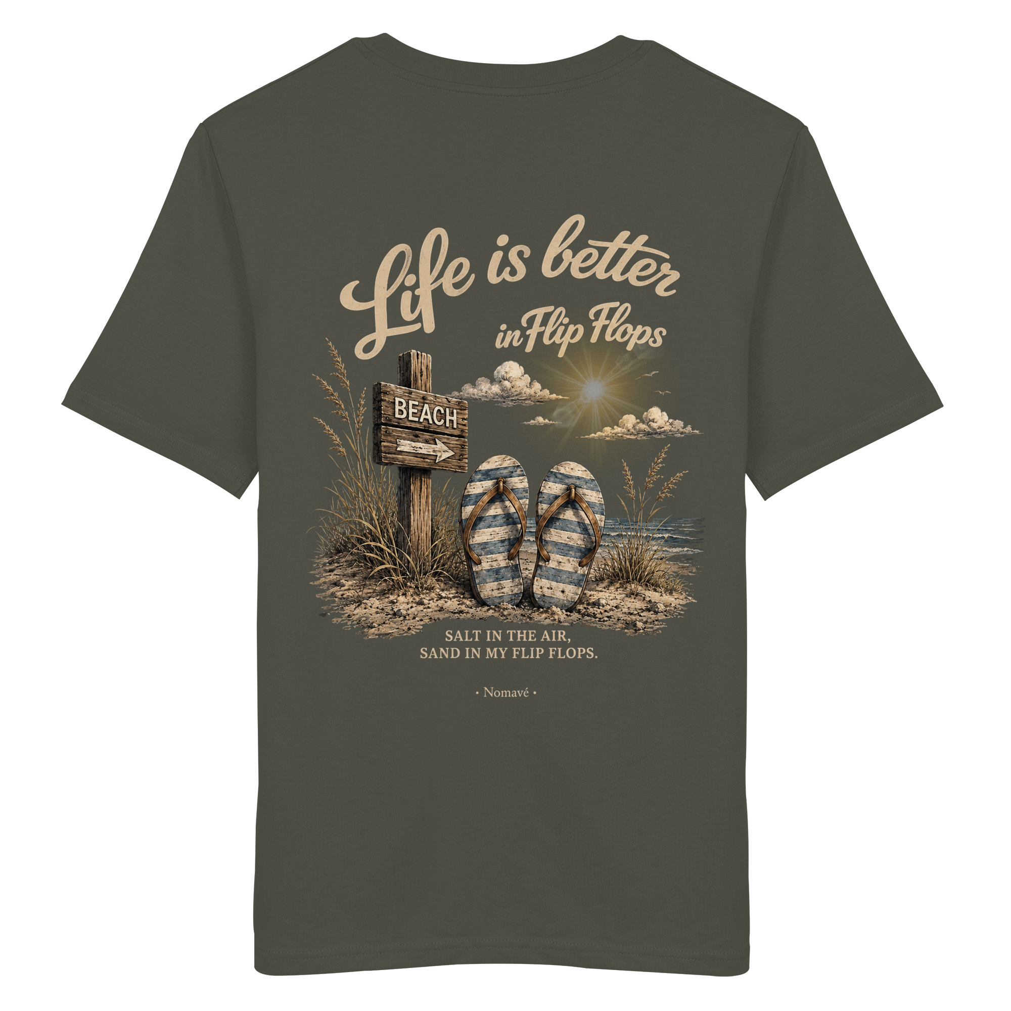 Life-is-better-in-flip-flops-dark-edition-backprint - Organic Shirt