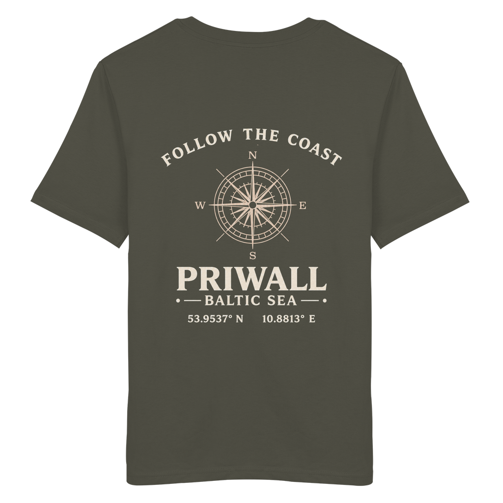 Priwall – Follow the Coast – Dark Edition – Bio T-Shirt – Backprint