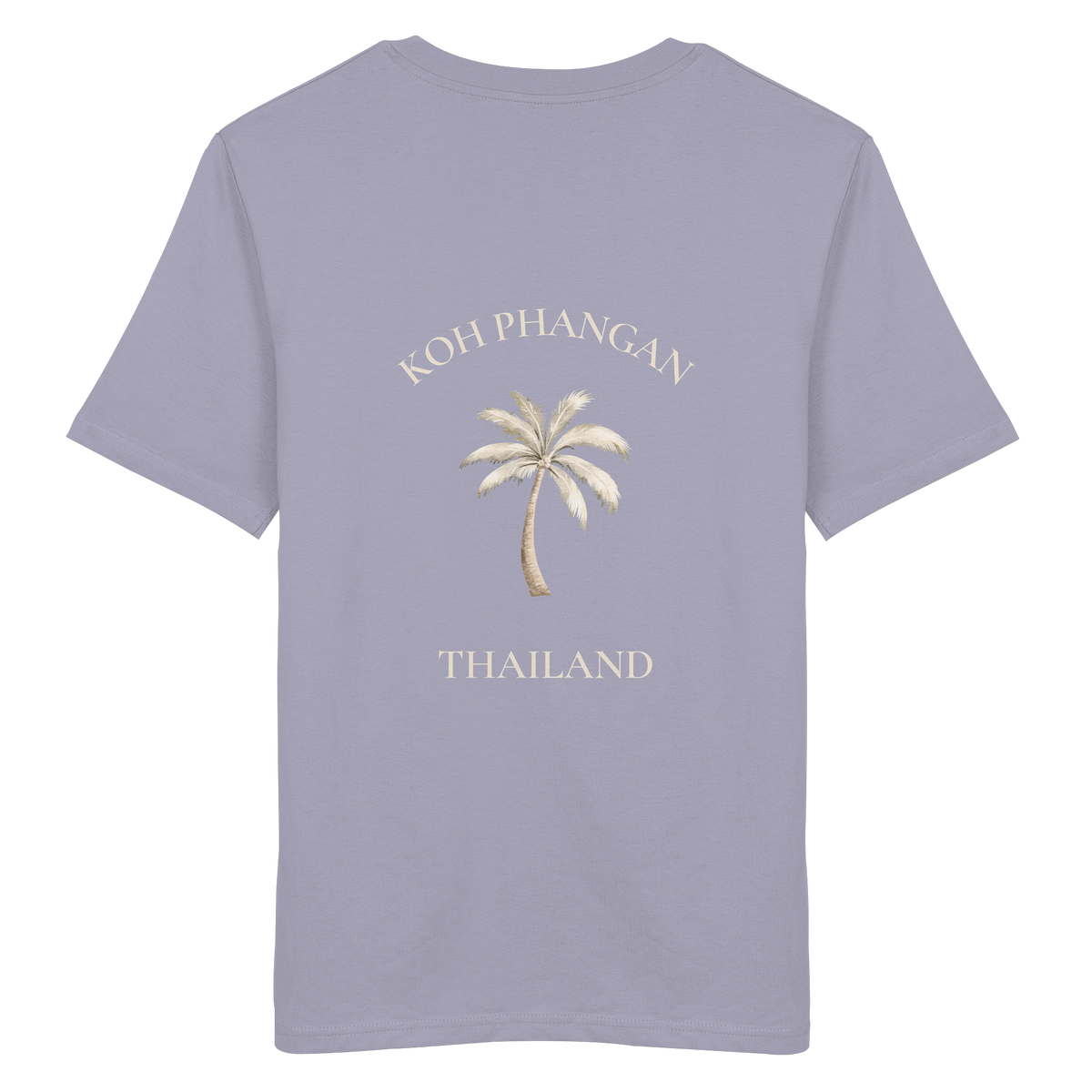 Koh Phangan Mini Palm – Bio T-Shirt – Backprint – Originalmockup in Lavender, Produktansicht 17