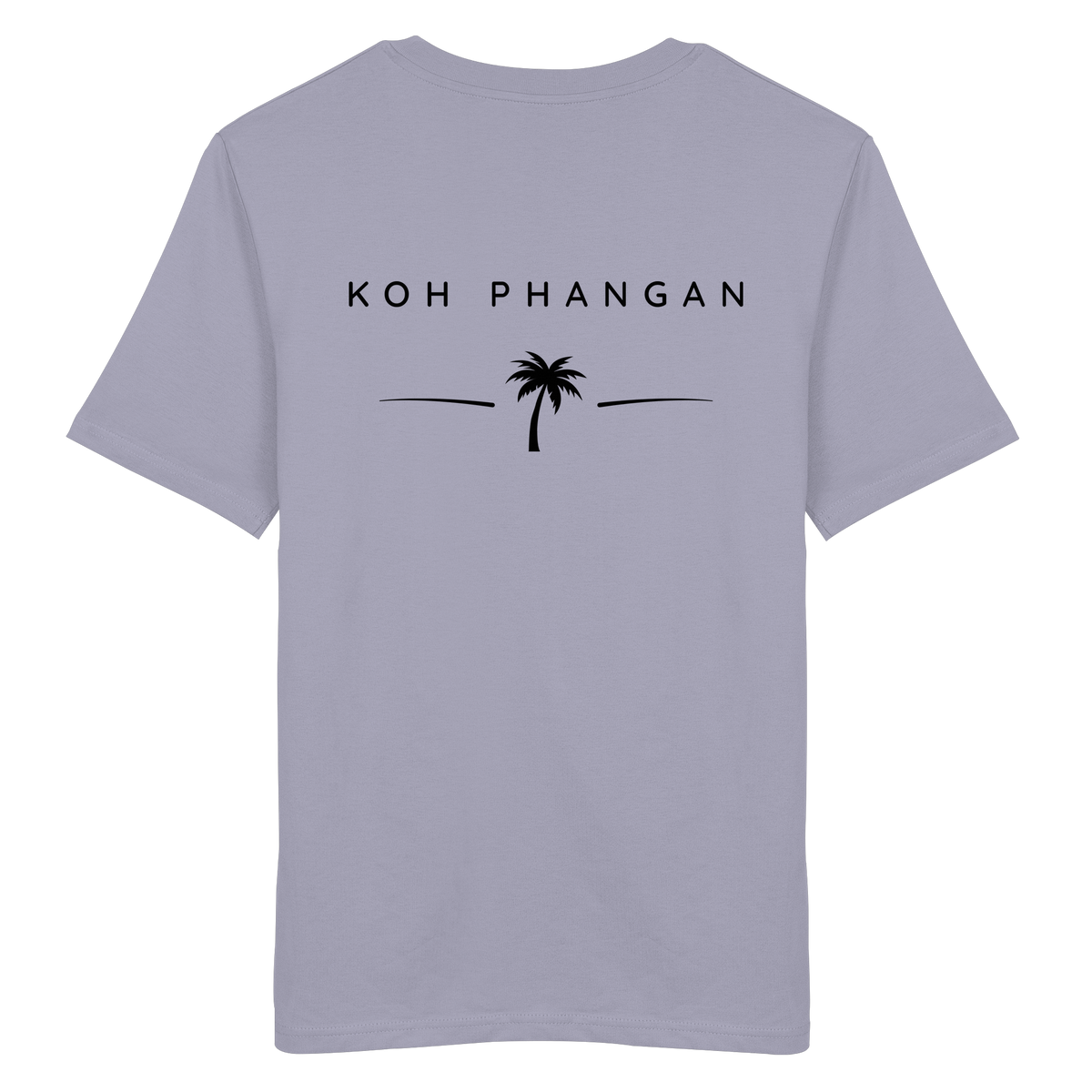 Original-Mockup des Bio T-Shirt in Lavender mit Koh-Phangan-Minimal-Backprint