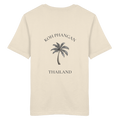 Bio T-Shirt in Natural Raw, Original-Mockup Rückenansicht mit Koh Phangan Mini Palm Backprint