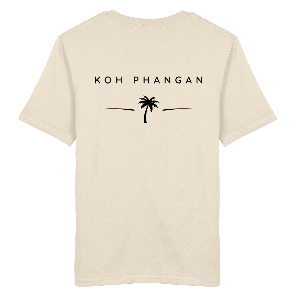 Original-Mockup des Bio T-Shirt in Natural Raw mit Koh-Phangan-Minimal-Backprint
