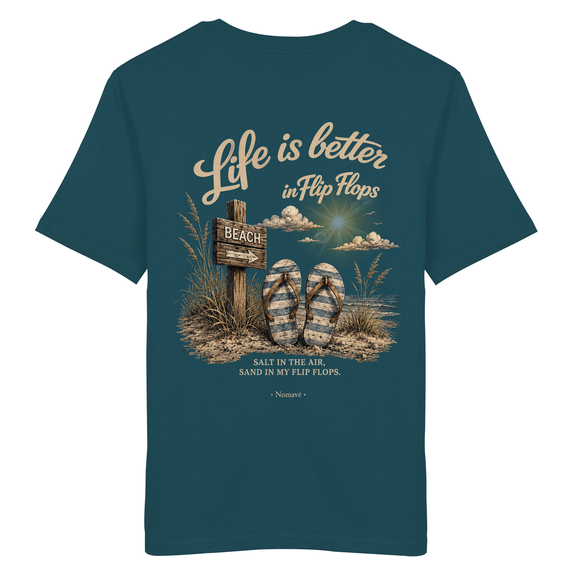 Life-is-better-in-flip-flops-dark-edition-backprint - Organic Shirt