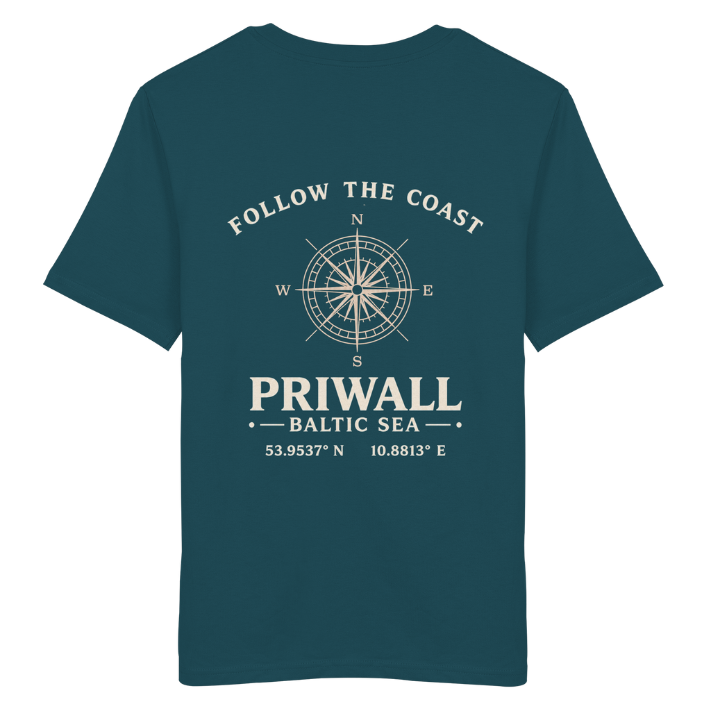 Priwall – Follow the Coast – Dark Edition – Bio T-Shirt – Backprint
