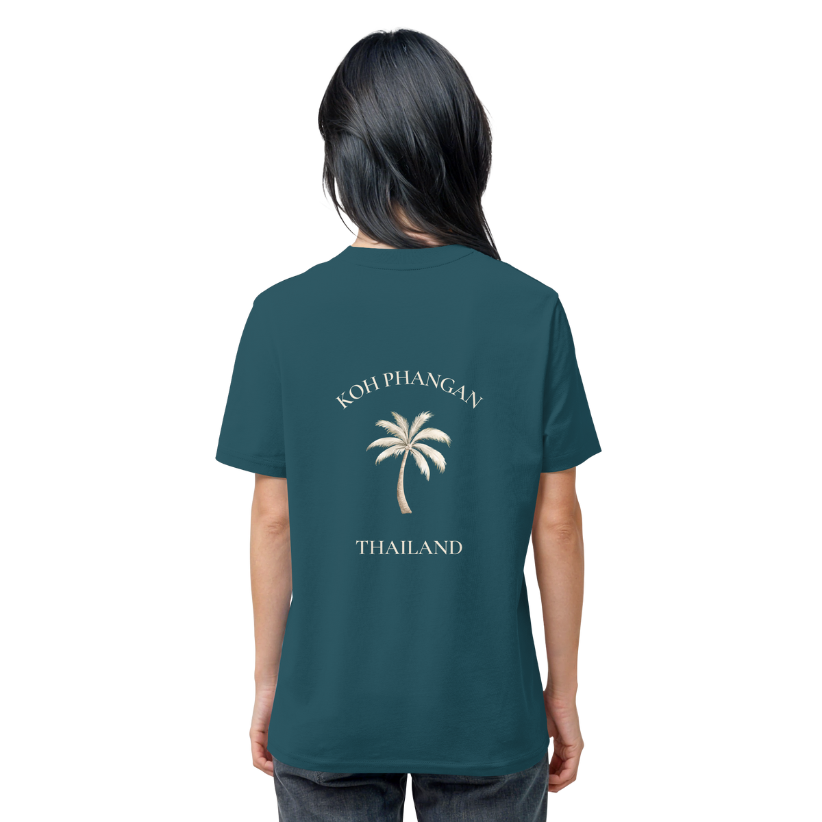 Koh Phangan Mini Palm – Bio T-Shirt – Backprint – Originalmockup in Stargazer, Produktansicht 10