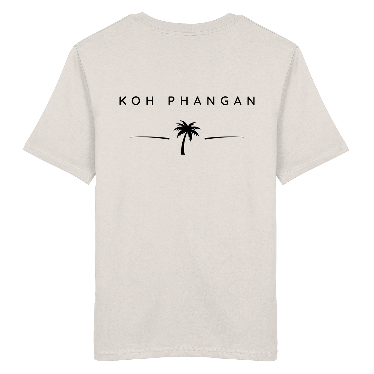 Original-Mockup des Bio T-Shirt in Vintage White mit Koh-Phangan-Minimal-Backprint