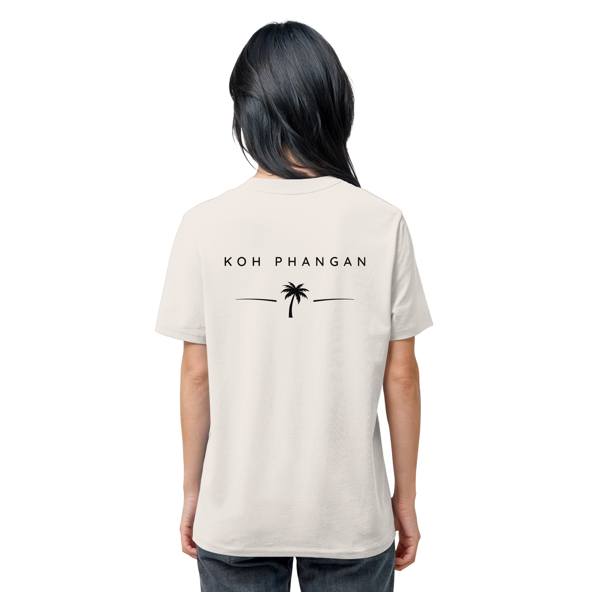 weitere Originalansicht des Bio T-Shirt in Vintage White mit Koh-Phangan-Minimal-Backprint