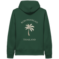 Bio Side Pocket Hoodie in bottle green mit Koh Phangan Mini Palm Motiv als Backprint – Original-Mockup