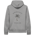 Koh Phangan Mini Palm – Bio Side Pocket Hoodie – Backprint – Originalmockup in Heather Grey, Produktansicht 1