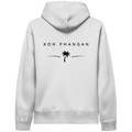 Original-Mockup des Bio Side Pocket Hoodie in Weiß mit Koh-Phangan-Minimal-Backprint