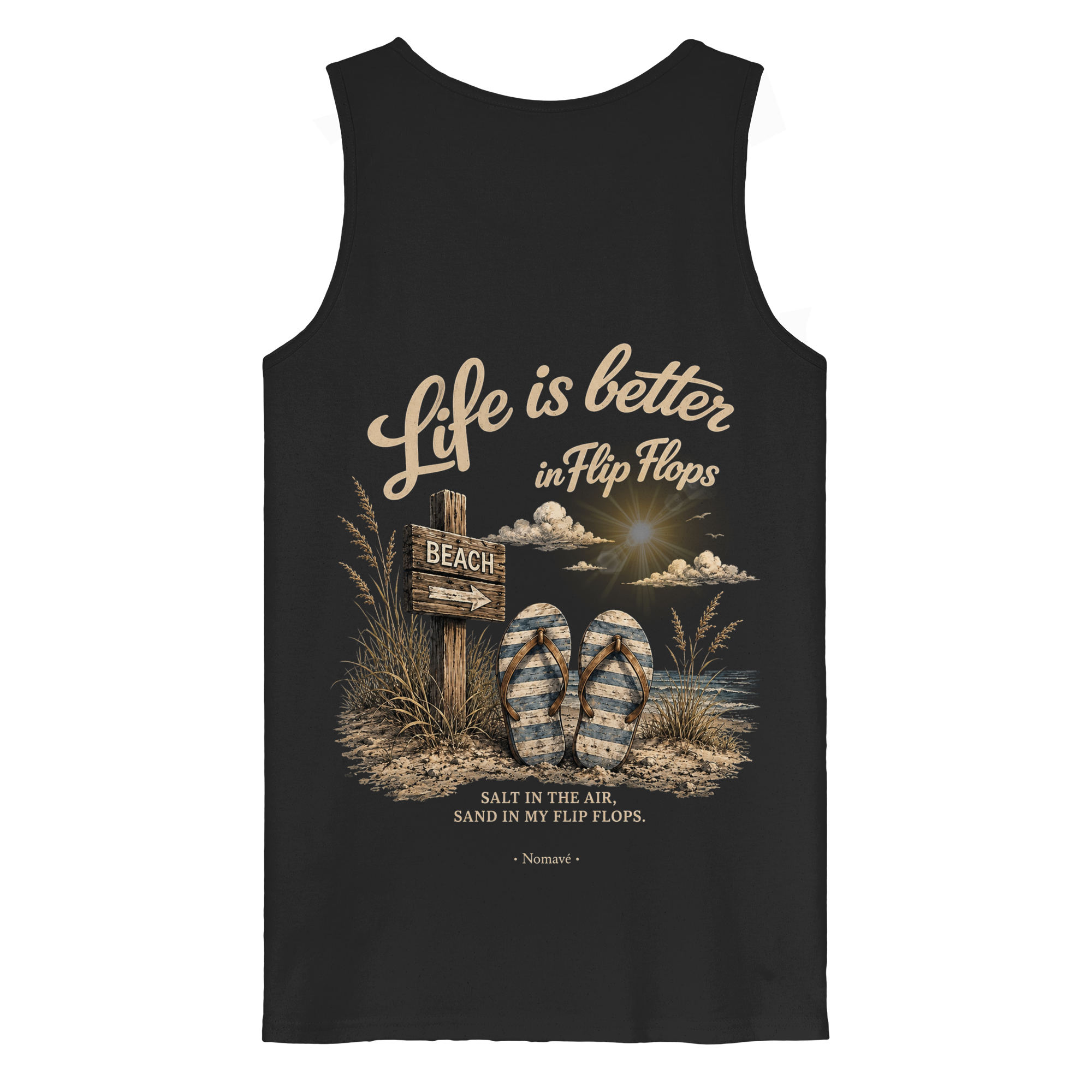 Life-is-better-in-flip-flops-dark-edition-backprint - Organic Tank Top