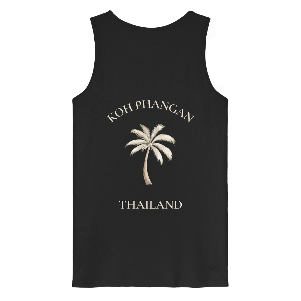 Bio Tank Top in black mit Koh Phangan Mini Palm Motiv als Backprint – Original-Mockup