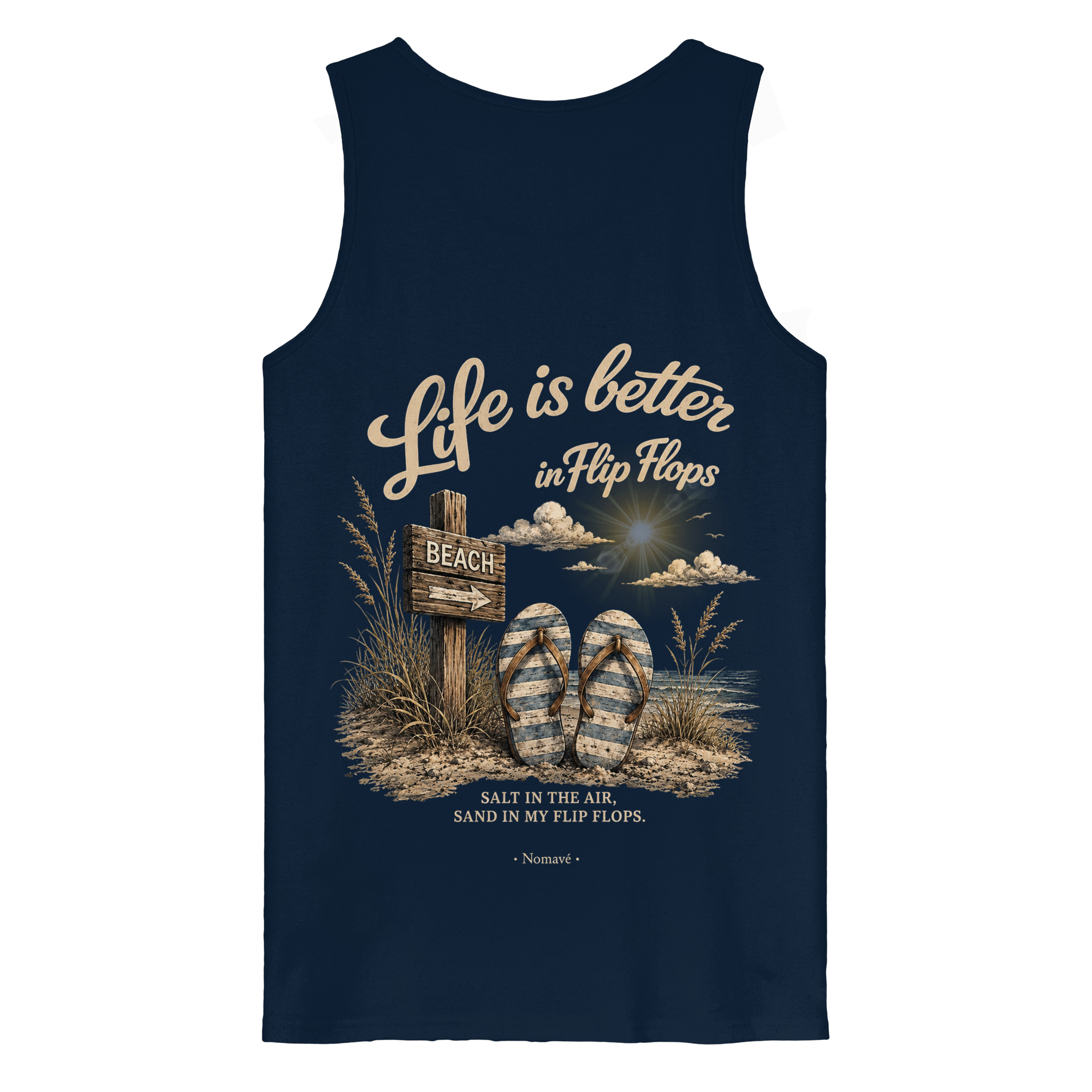 Life-is-better-in-flip-flops-dark-edition-backprint - Organic Tank Top