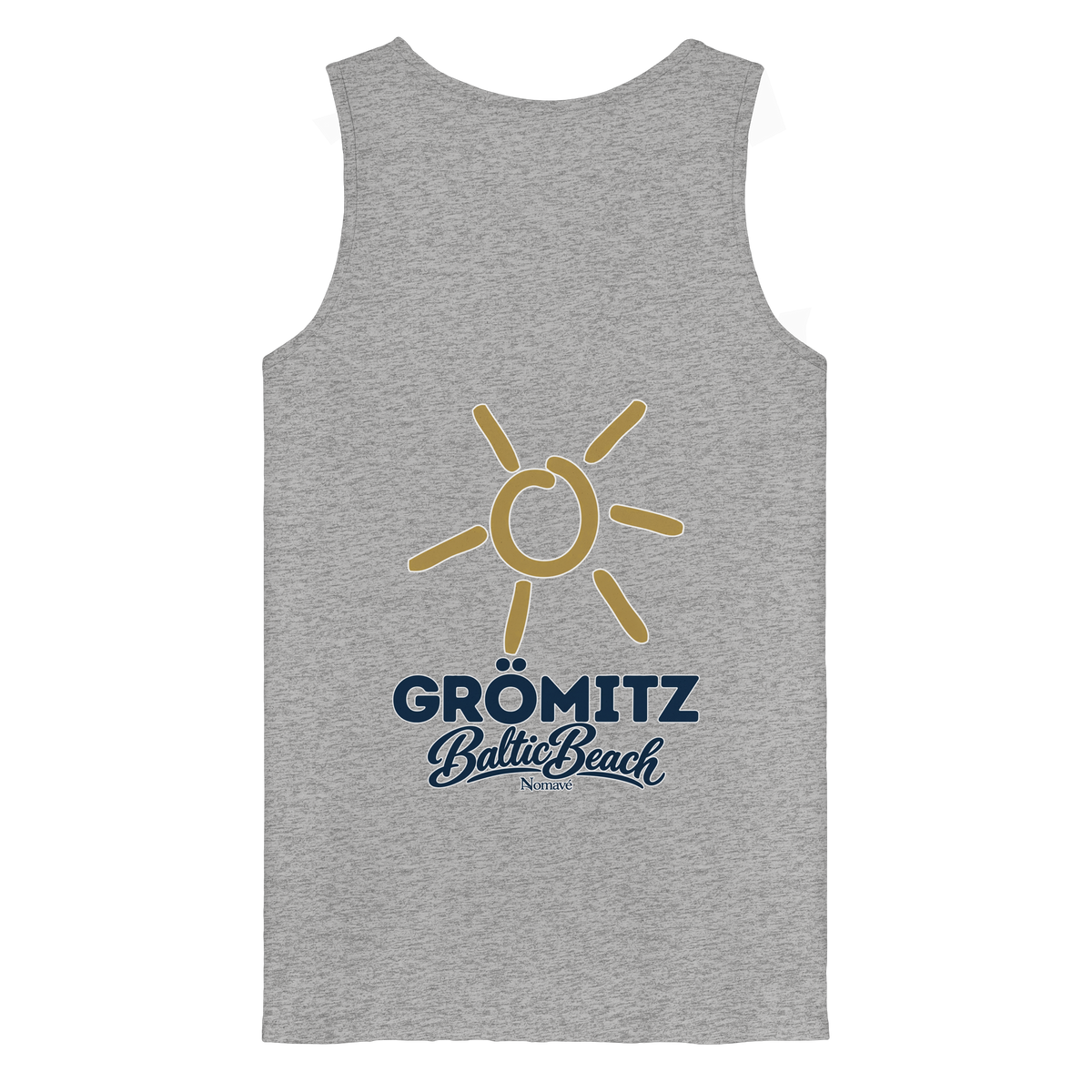 Grömitz Sonne Bio Tanktop Baltic Beach Rückendruck in Heather Grey – Shirtigo-Originalmockup 2