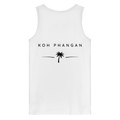 Original-Mockup des Bio Tank Top in Weiß mit Koh-Phangan-Minimal-Backprint
