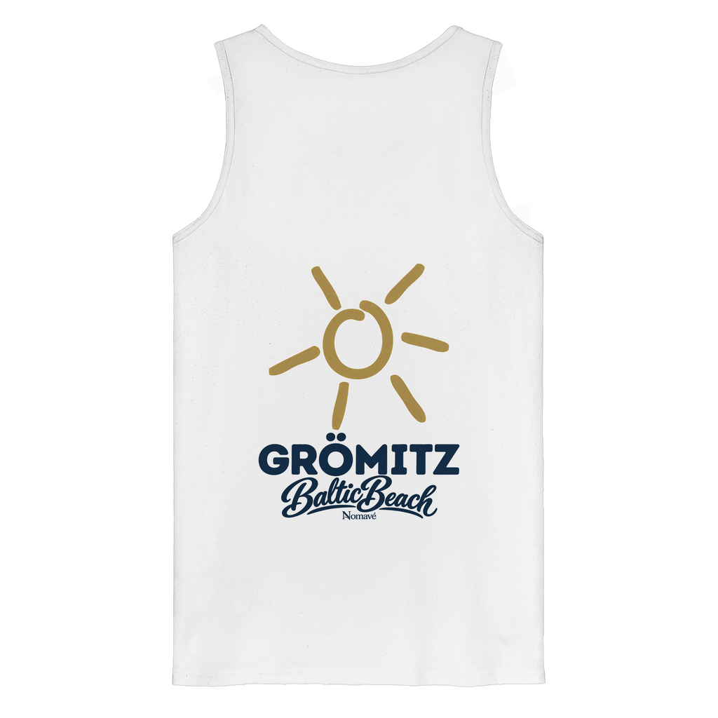 Grömitz Sonne Bio Tanktop Baltic Beach Rückendruck in White – Shirtigo-Originalmockup 1