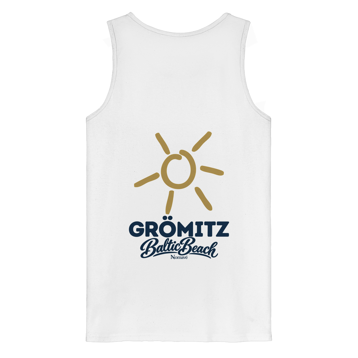 Grömitz Sonne Bio Tanktop Baltic Beach Rückendruck in White – Shirtigo-Originalmockup 1