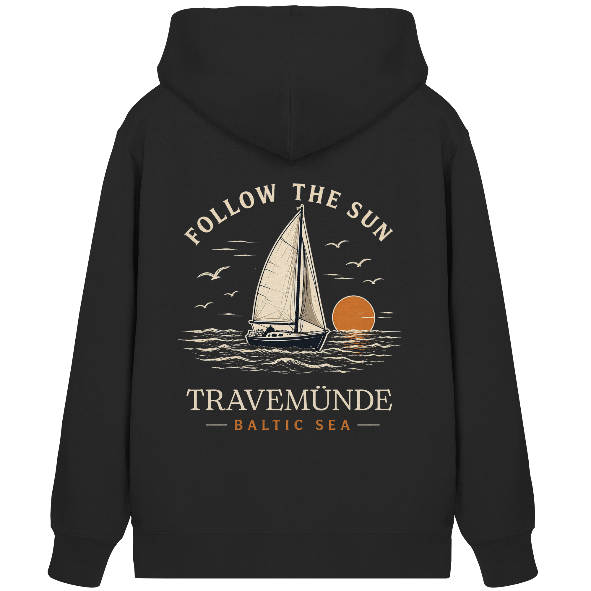 Travemünde Follow The Sun Dark Edition Kapuzenjacke aus Bio-Baumwolle