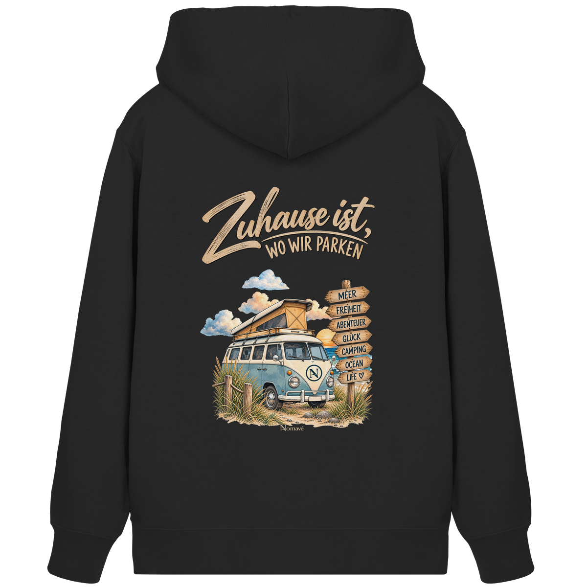 Zuhause ist, wo wir parken – Vanlife & Camping - Bio Zipper Kapuzenjacke