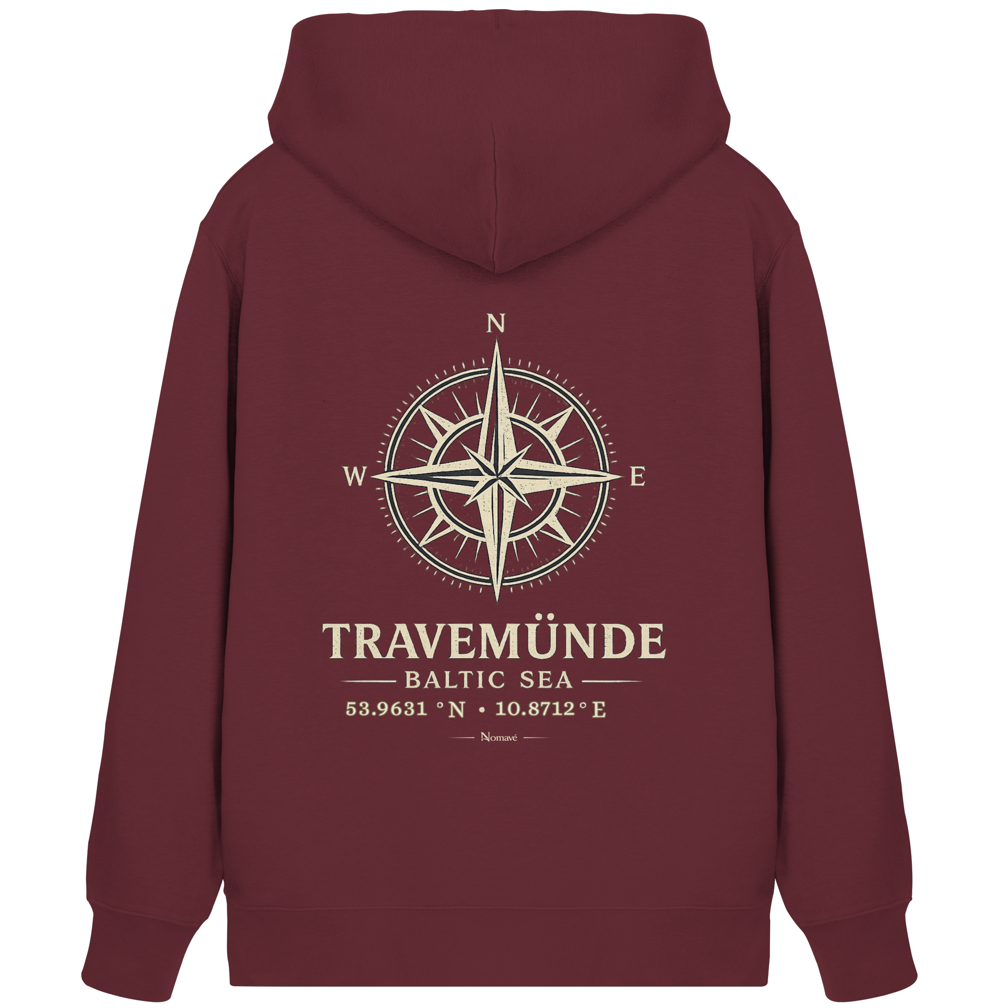 Travemünde Windrose - Dark Edition - Organic Zipper Kapuzenjacke