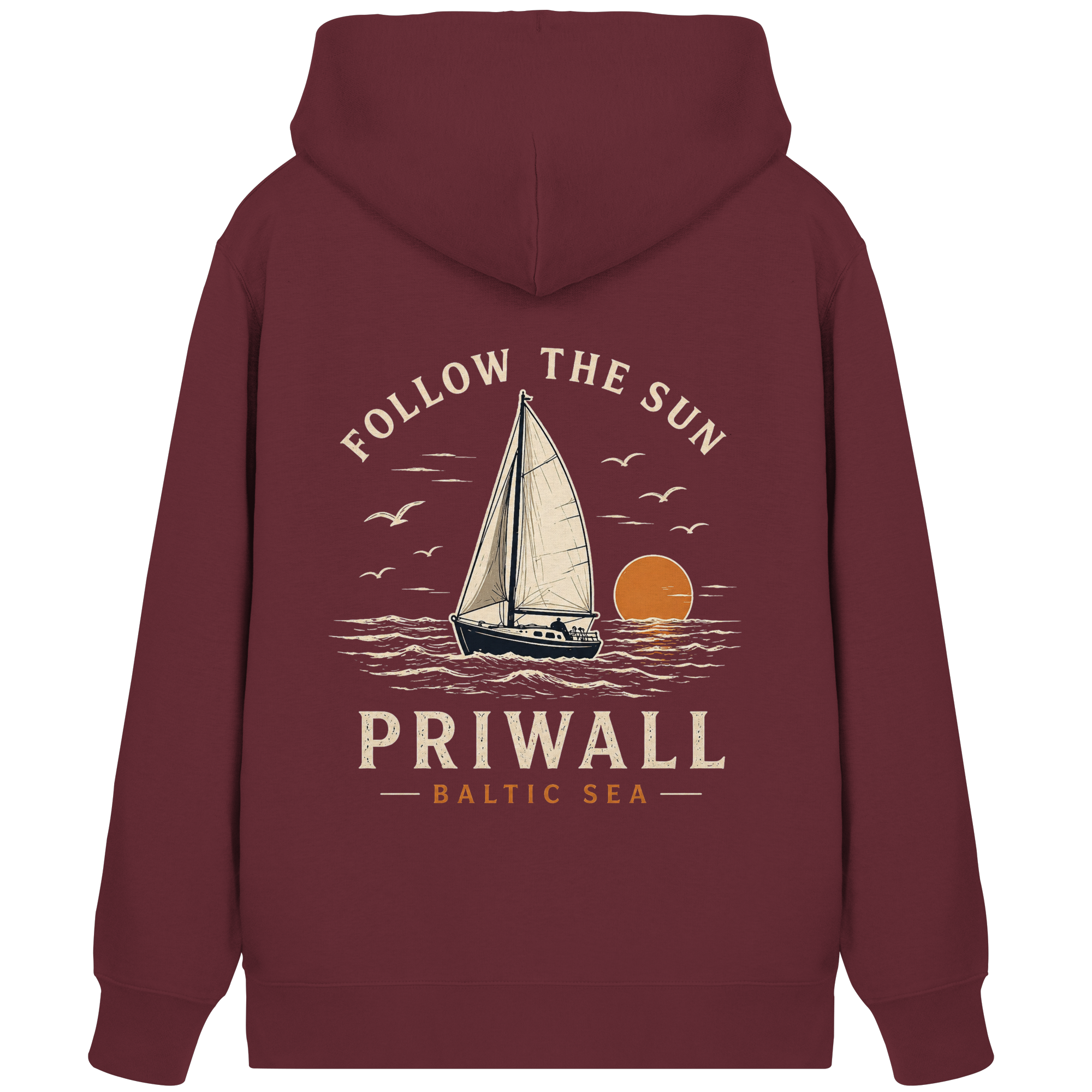 Follow the Sun – Priwall – Baltic Sea Bio Kapuzenjacke mit Reißverschluss – Dark Edition